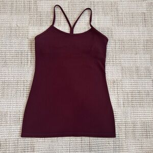 lululemon maroon Power Y Tank  Slim Racerback Tank light support bra size 6